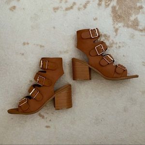 Cognac Heeled Sandals